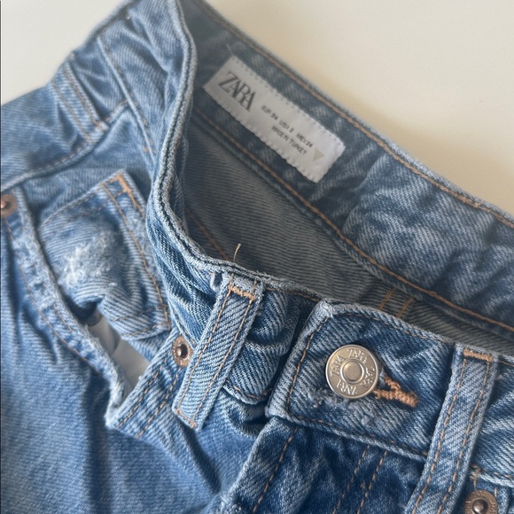 ZARA TRF HIGH RISE WIDE LEG RIPPED JEANS - Picture 10 of 10